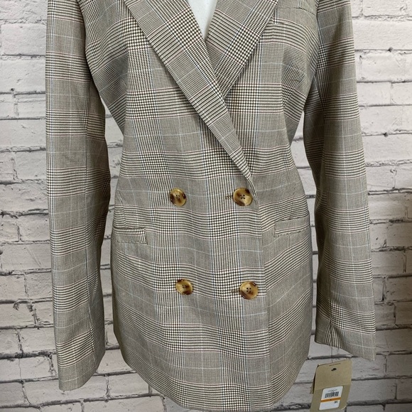 Levi’s Tan Plaid Double Breasted Blazer Oversized Small - Picture 3 of 13